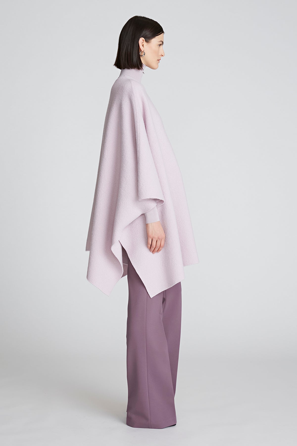 Halston | Bridget Poncho In Boiled Wool | Light Plum