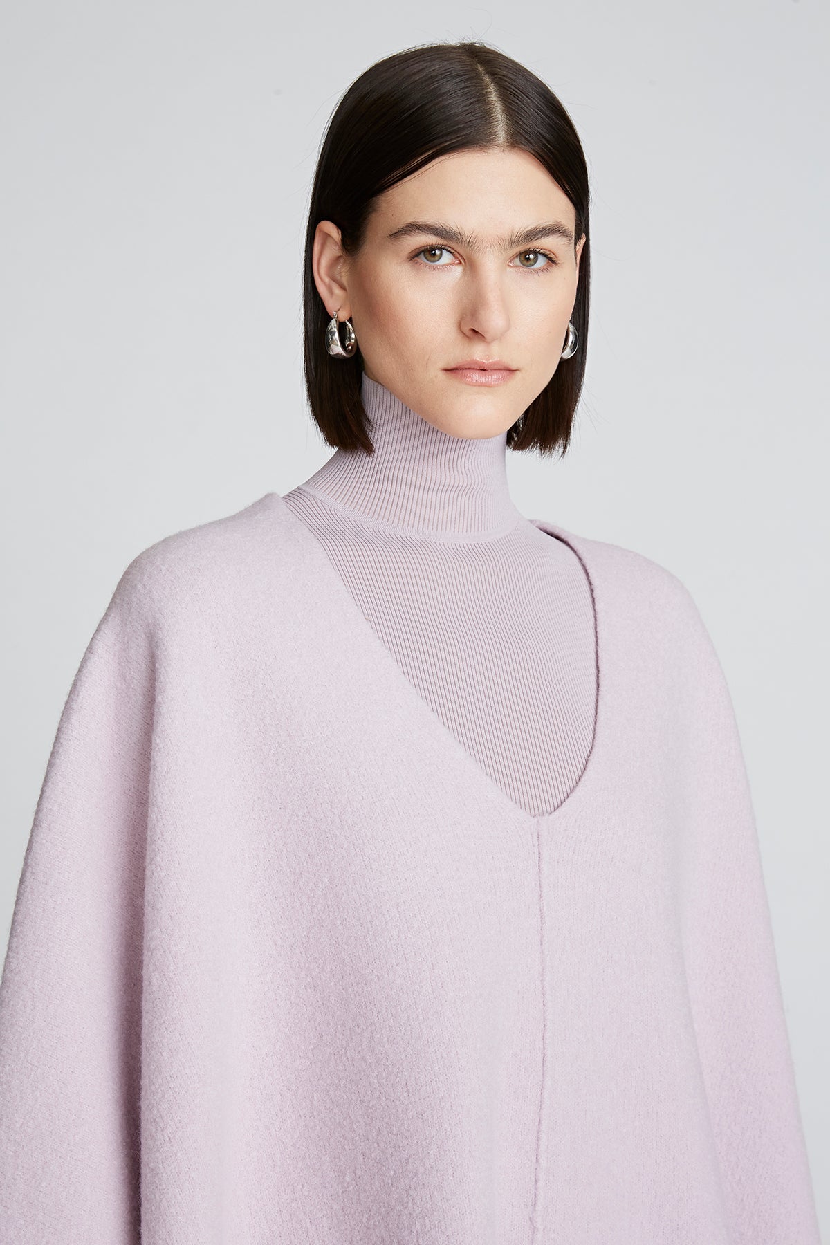 Halston | Bridget Poncho In Boiled Wool | Light Plum
