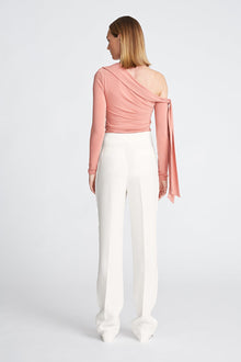 Halston | Karter Pant In Crepe/Satin | Chalk