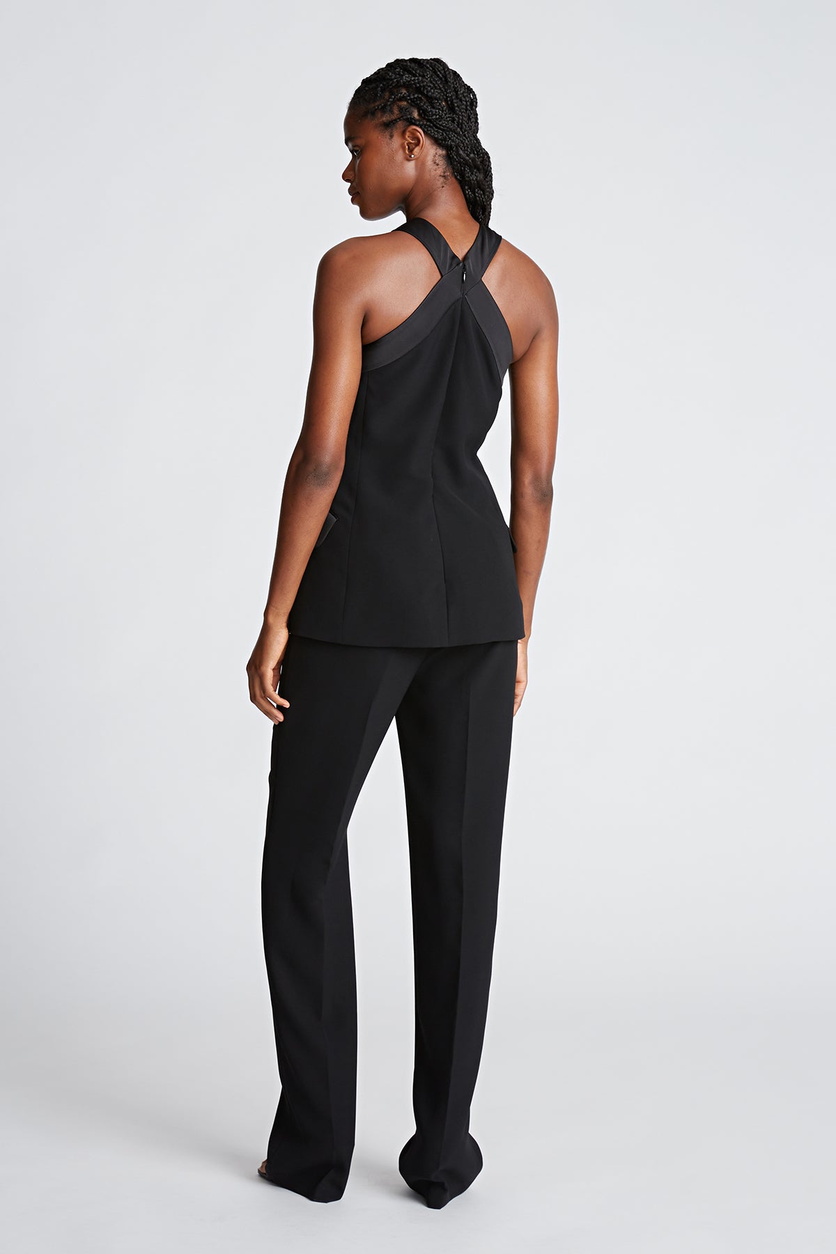 Halston | Drew Jumpsuit In Crepe/Satin | Black