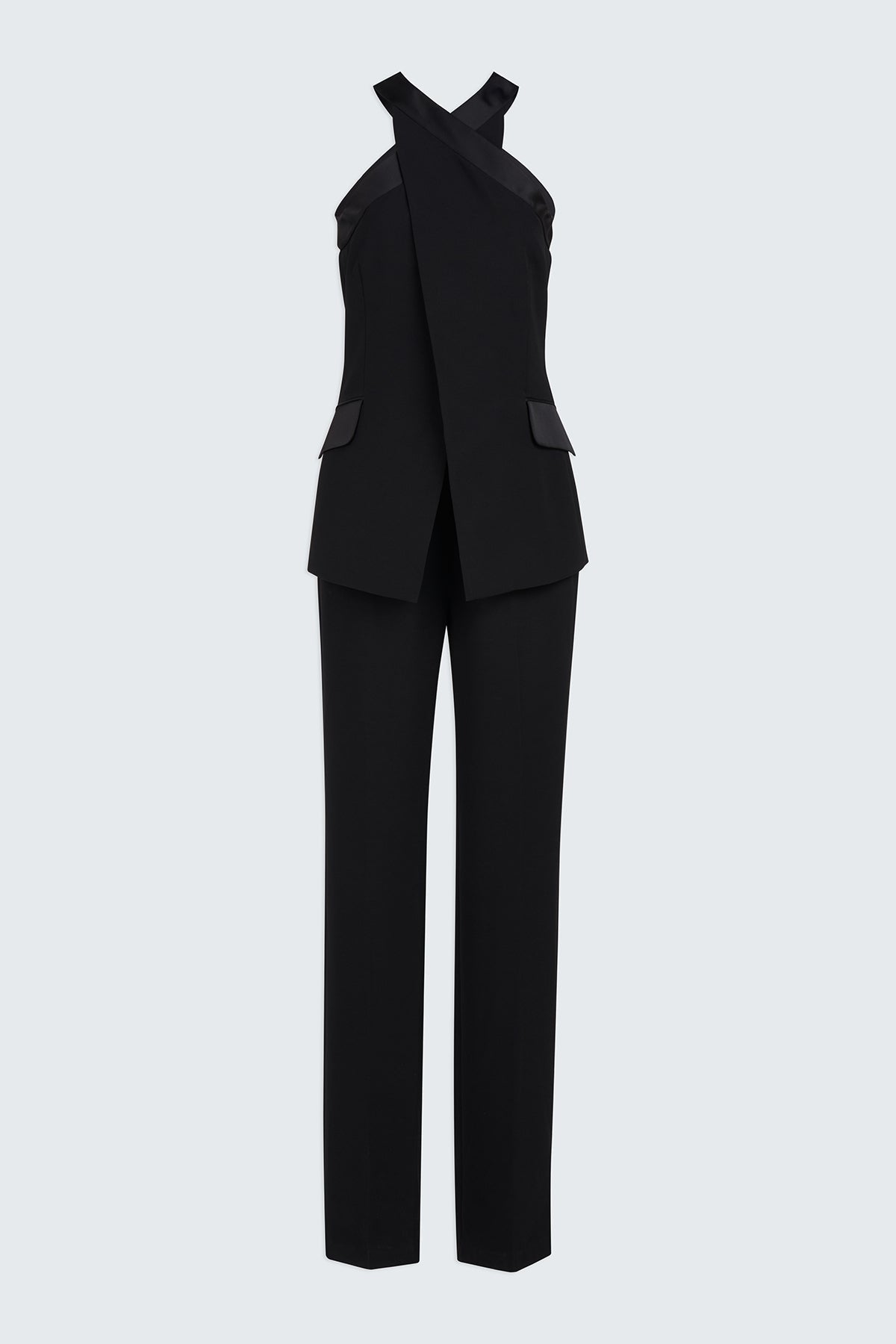 Halston | Drew Jumpsuit In Crepe/Satin | Black