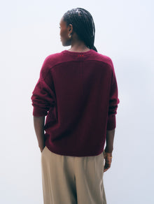 Cashmere Saddle Sleeve Crewneck | Sangria