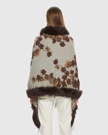 Double Face Select Cashmere Stole with Toscana Shearling Lamb Trim | Brown Print/Animal Print (V1)