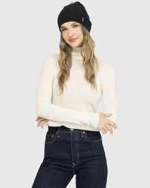 Cable Knit Select Cashmere Hat With Toscana Shearling Lamb Pompom | Black/Black