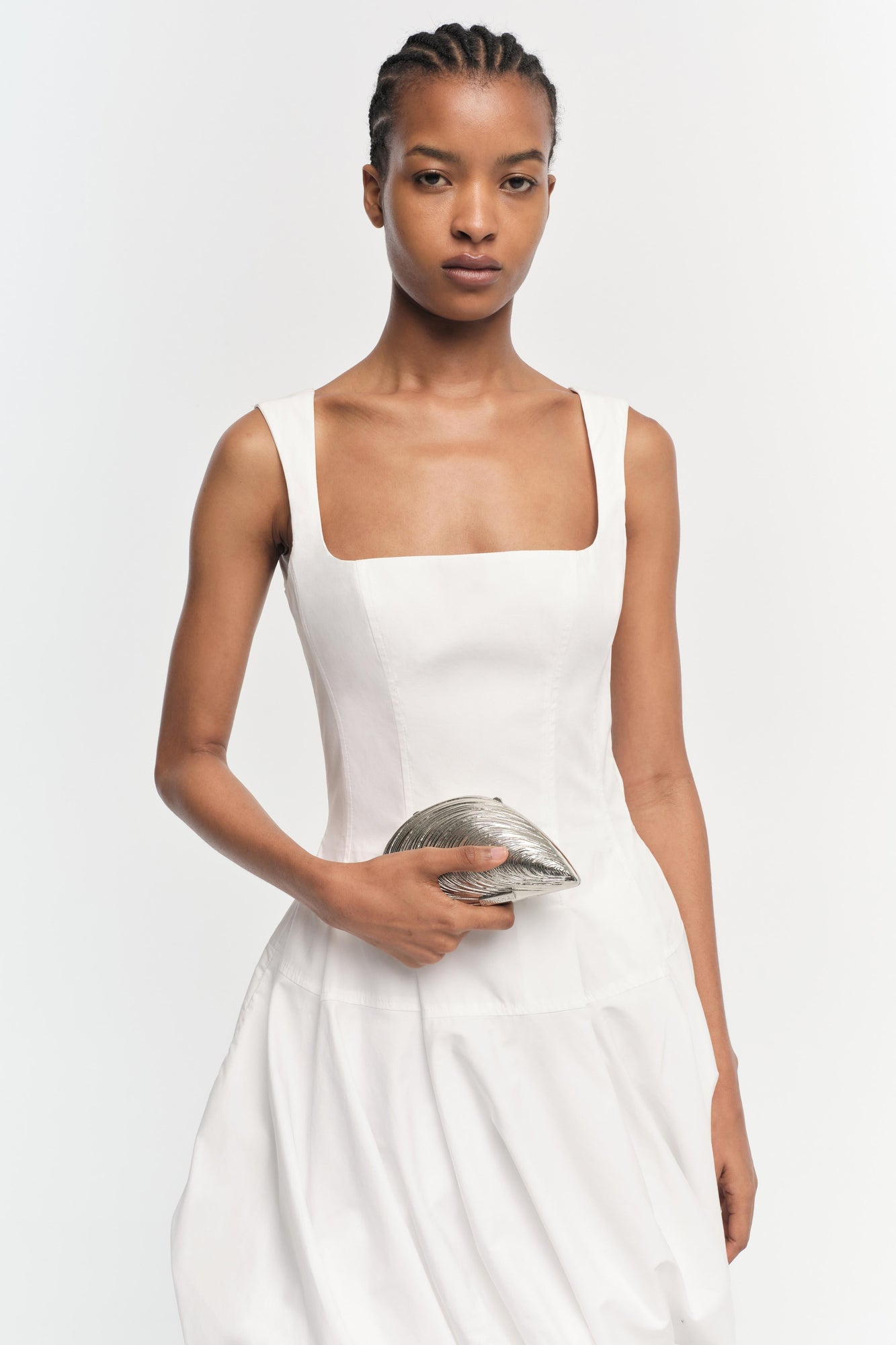 Womens | Juni Cotton Poplin Mini Dress | White