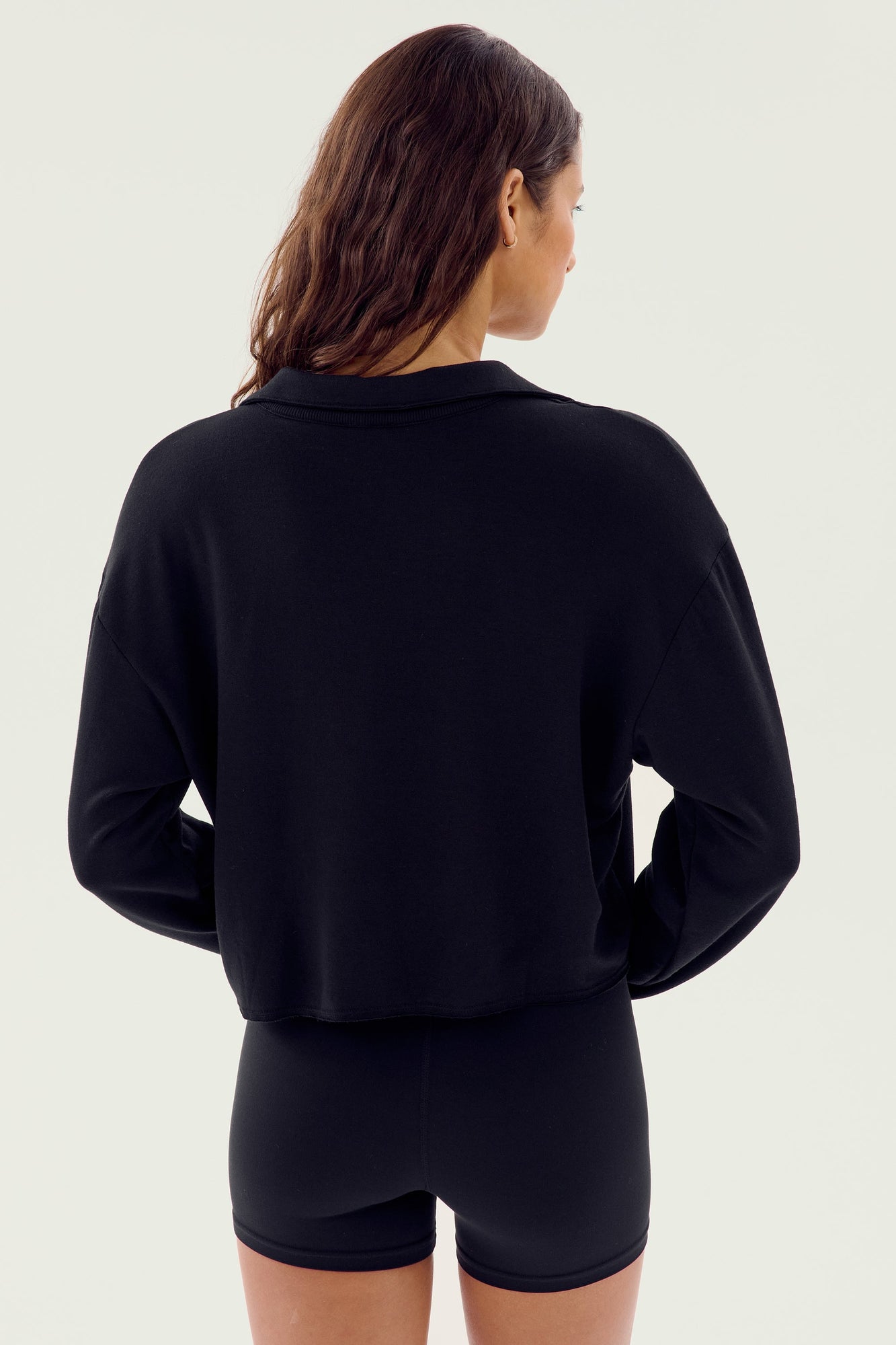 Joan Fleece Polo Sweatshirt | Black