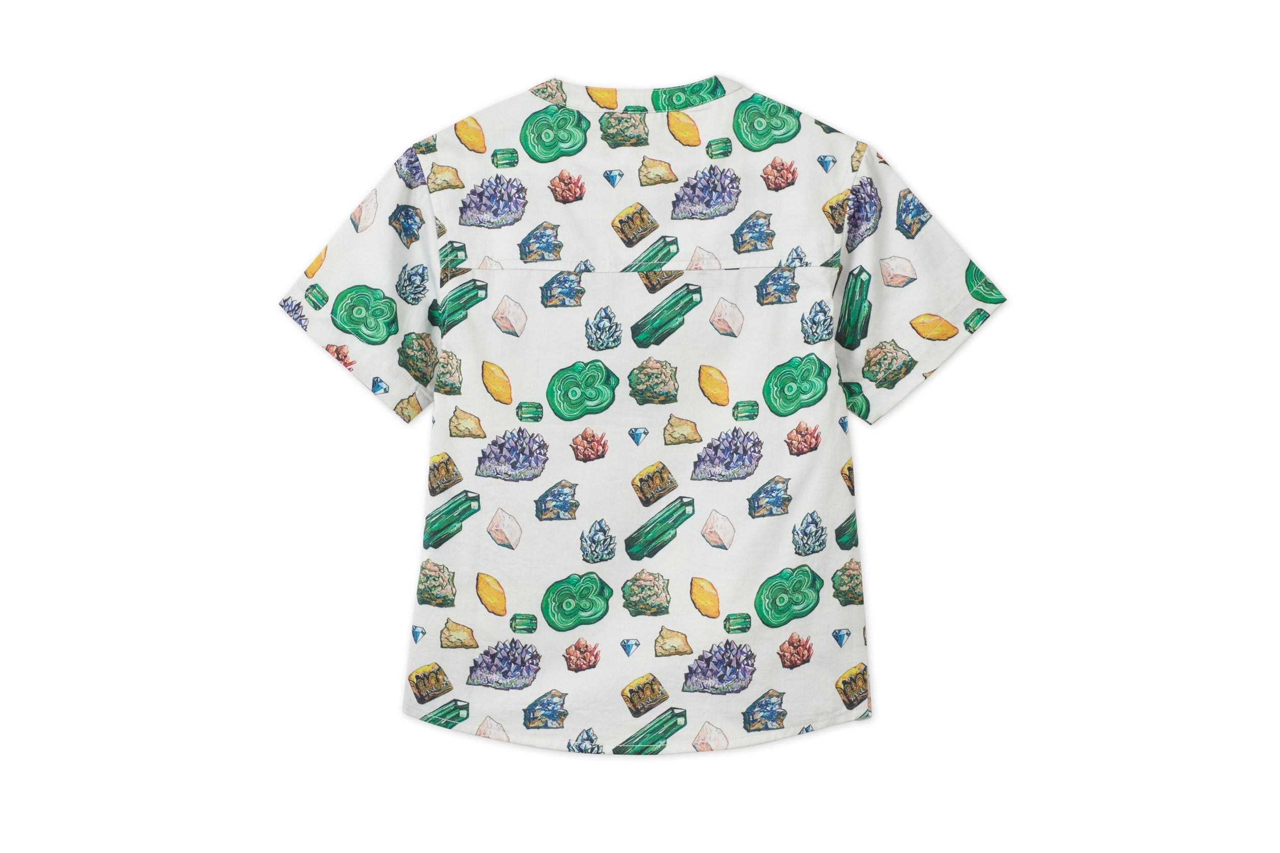 Unisex | Organic Cotton Band Collar Woven Shirt | Vild Lab No. 12 - Earth Rocks! Print