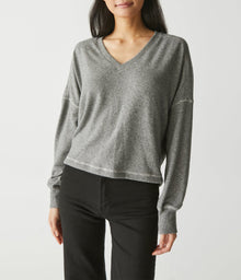 Vic V-Neck Sparkle Top | Gunmetal