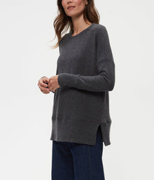 Rebecca Top with Rib Contrast | Charcoal