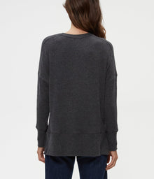 Rebecca Top with Rib Contrast | Charcoal