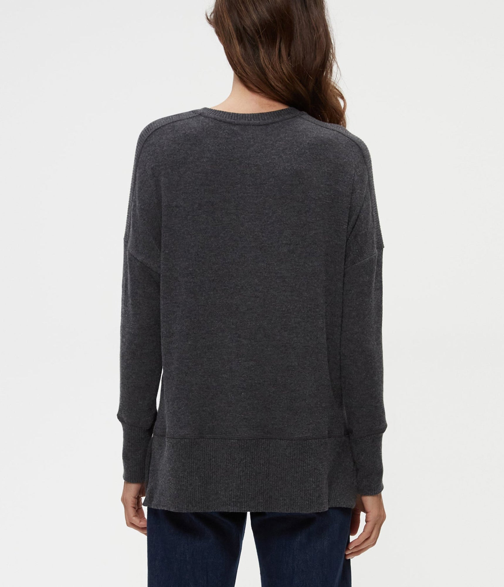 Rebecca Top with Rib Contrast | Charcoal