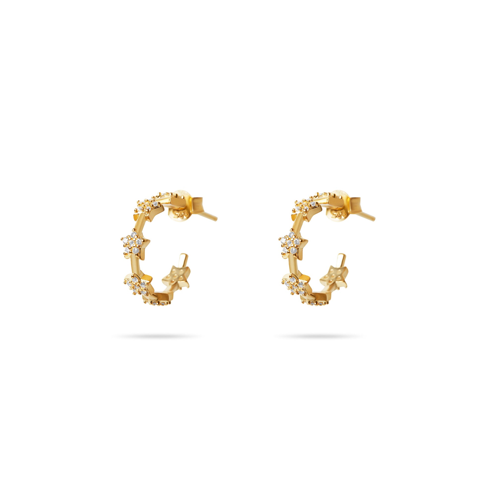 The Iced Star Hoop Earrings | 18KT Gold Vermeil