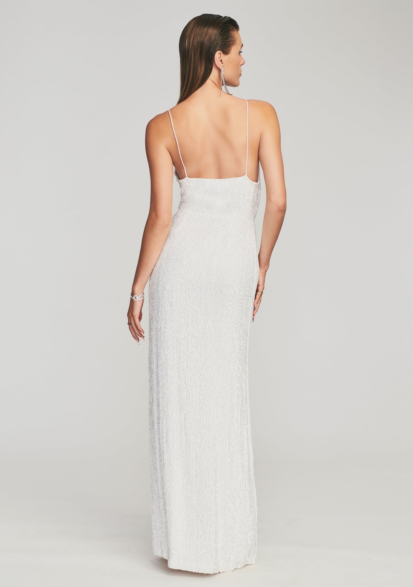 Katya Sequin Dress | Moonglow White
