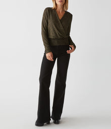 India Sparkle Surplice Top | Black