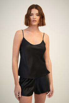 Plain Silk Cami | Black