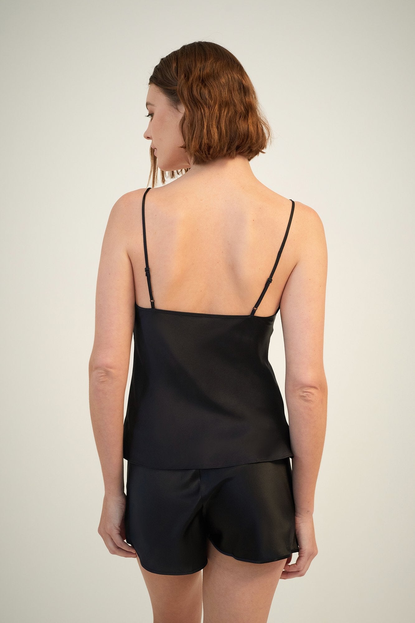 Plain Silk Cami | Black
