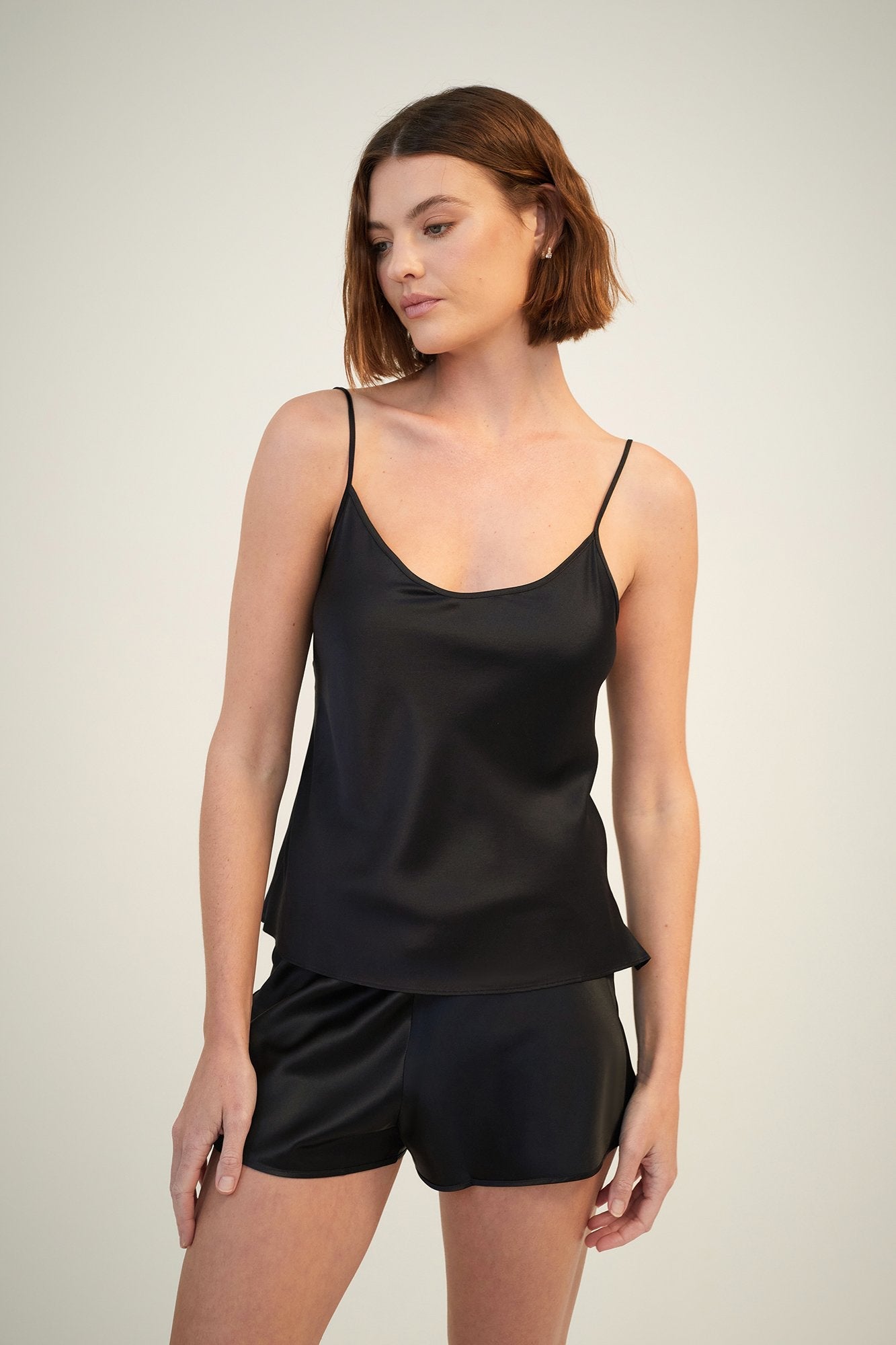 Plain Silk Cami | Black