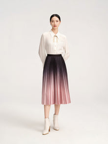 Gradient Pleated Midi Skirt | Purple