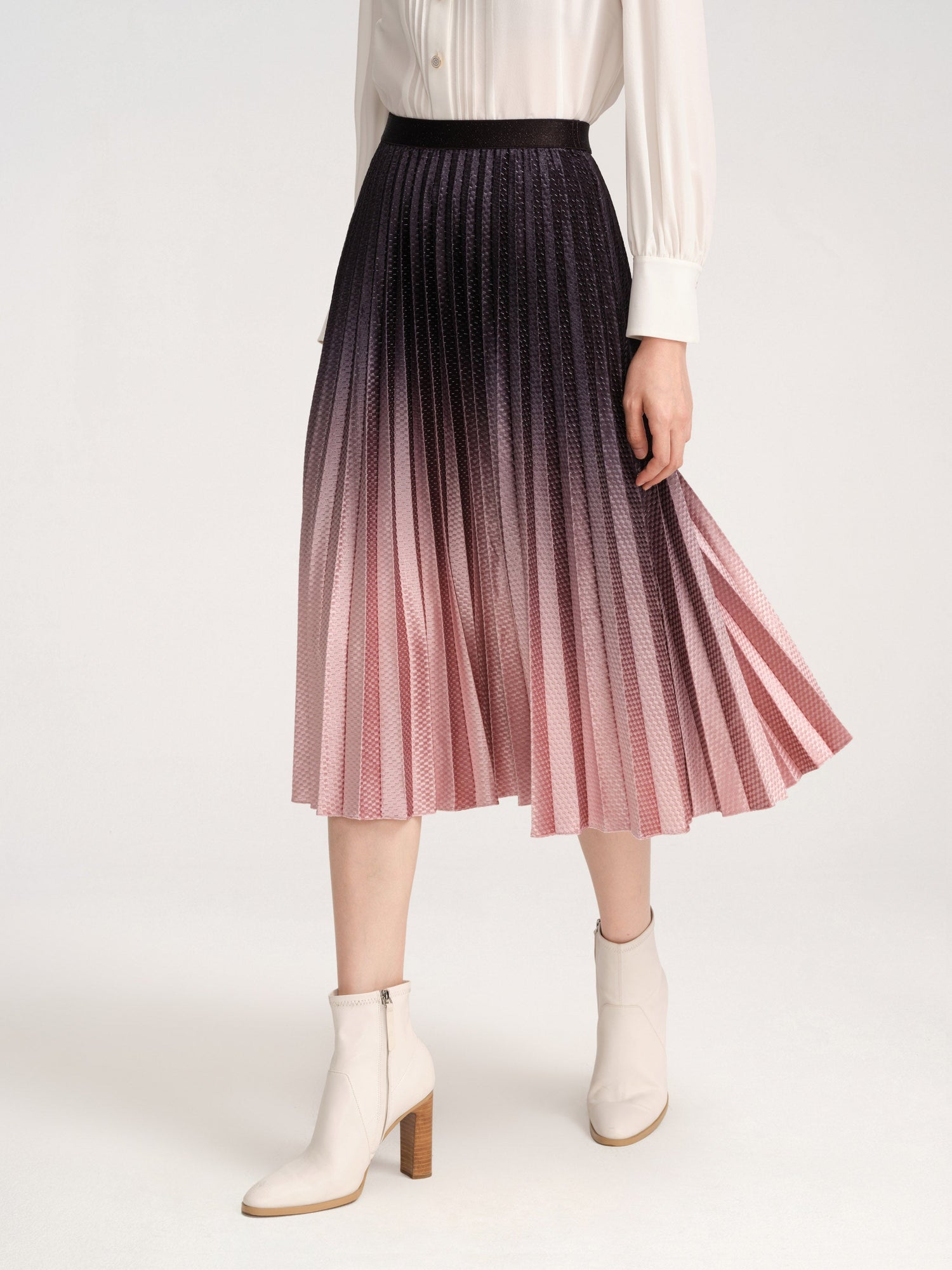 Gradient Pleated Midi Skirt | Purple