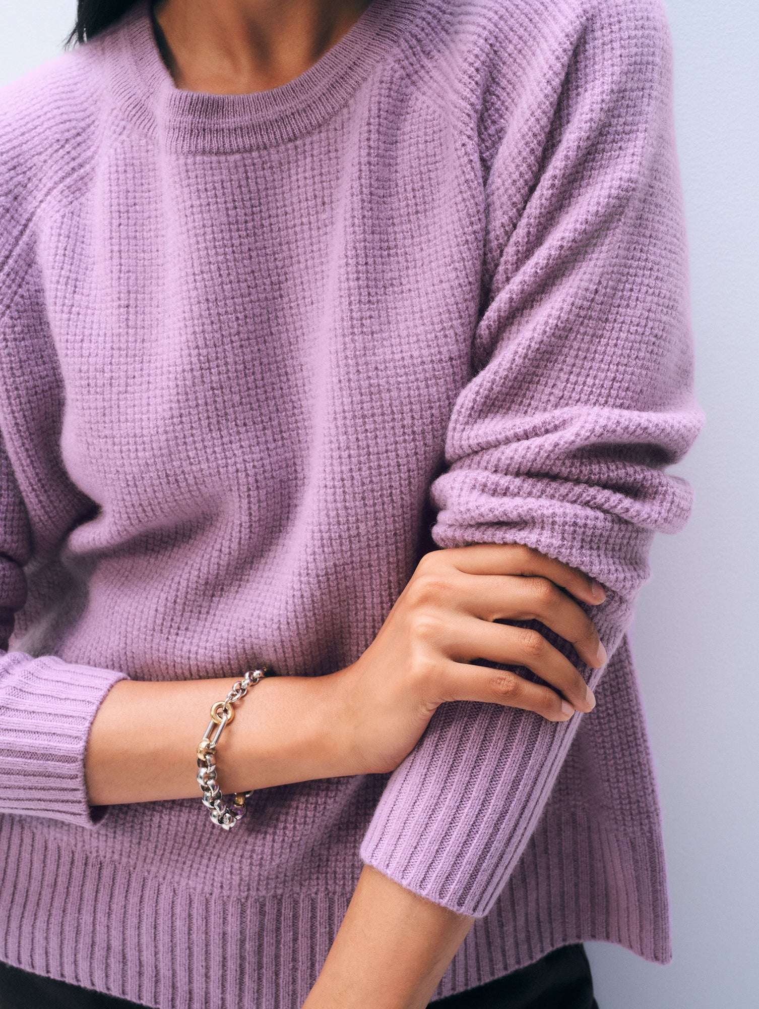 Cashmere Waffle Sweatshirt | Soft Plum