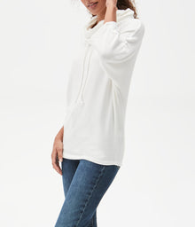 Charlie Drape Turtleneck Elbow Sleeve Top | Chalk