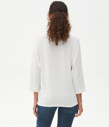 Charlie Drape Turtleneck Elbow Sleeve Top | Chalk