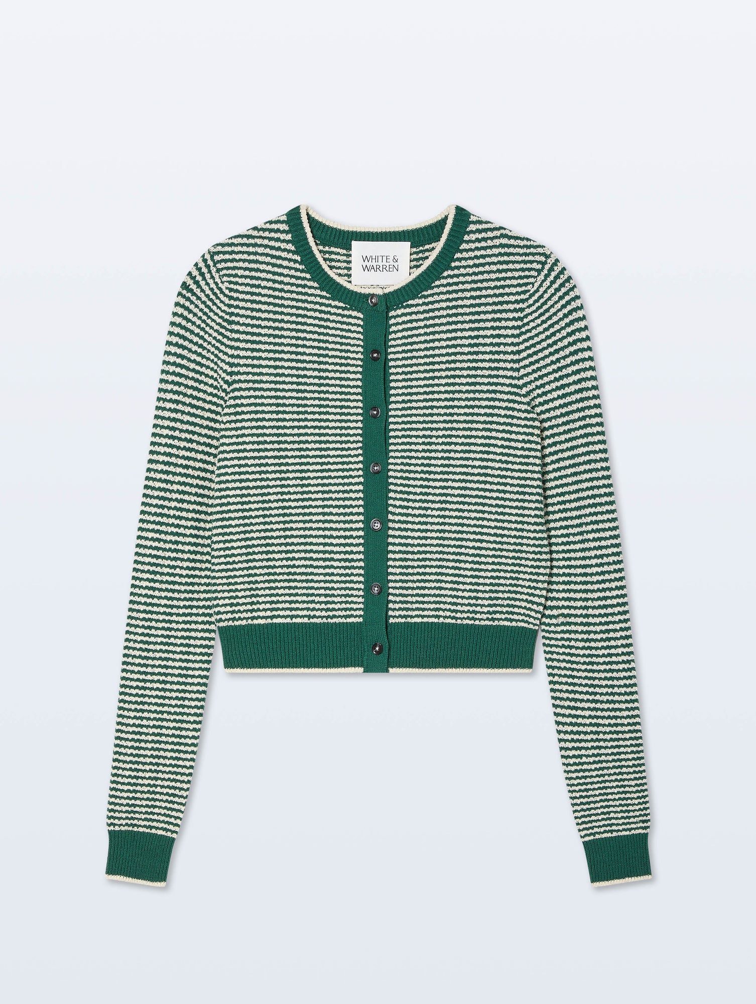 Boucle Cardigan | Ivy Green/Ivory Stripe