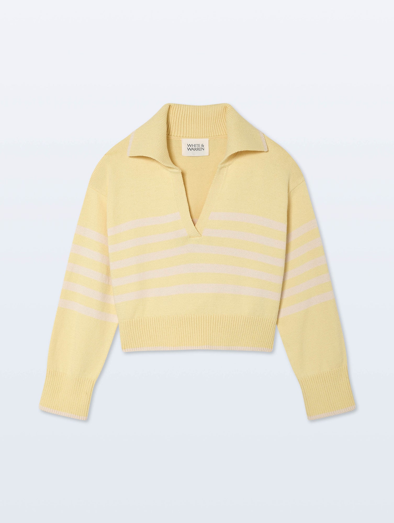 Varsity Cotton Striped Polo | Pale Marigold/Ivory