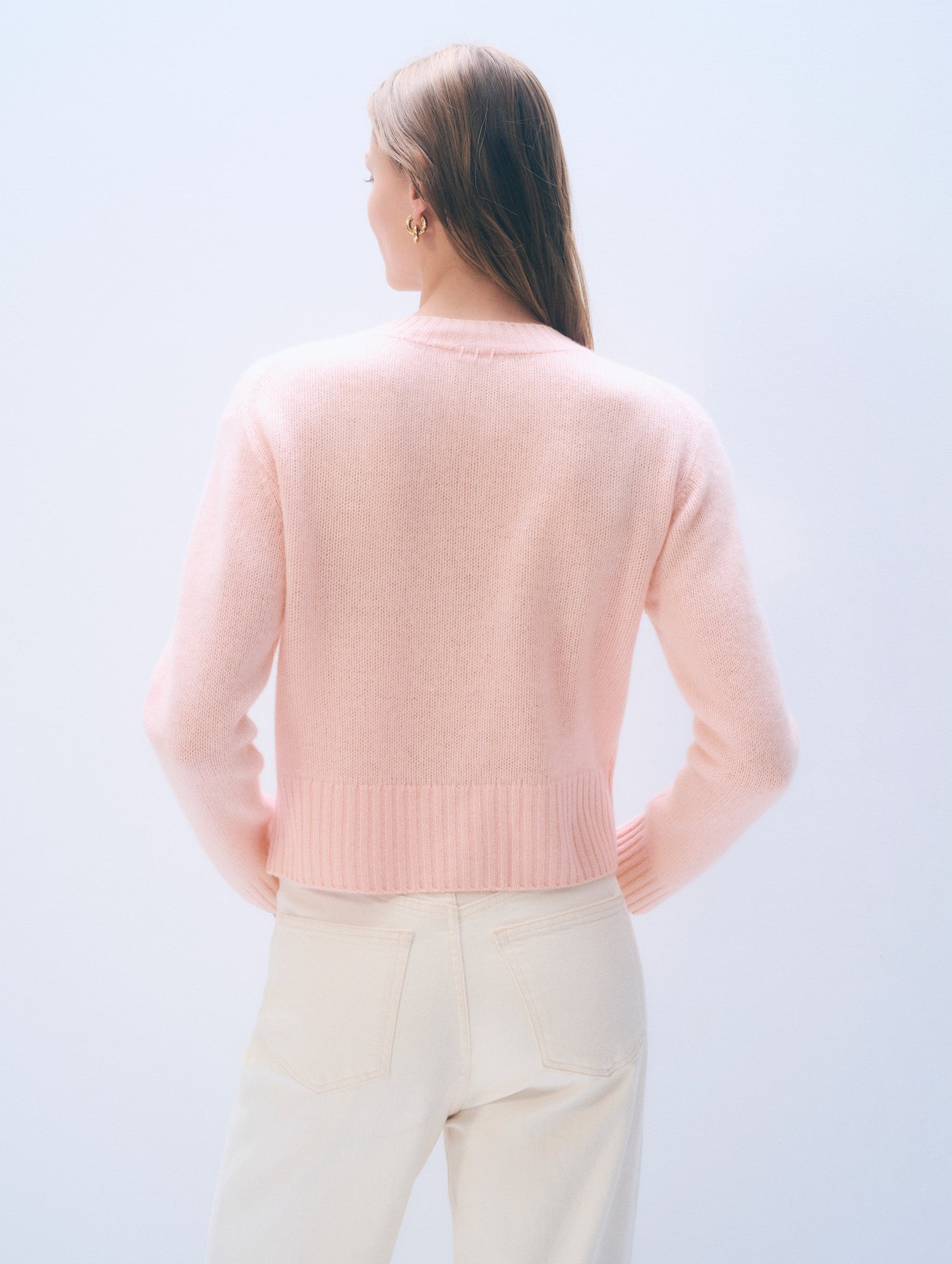 Cashmere Featherweight V Neck | Clay Pink