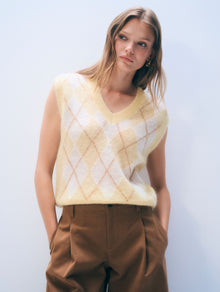 Mohair Luxe Argyle Vest | Lemonade Combo