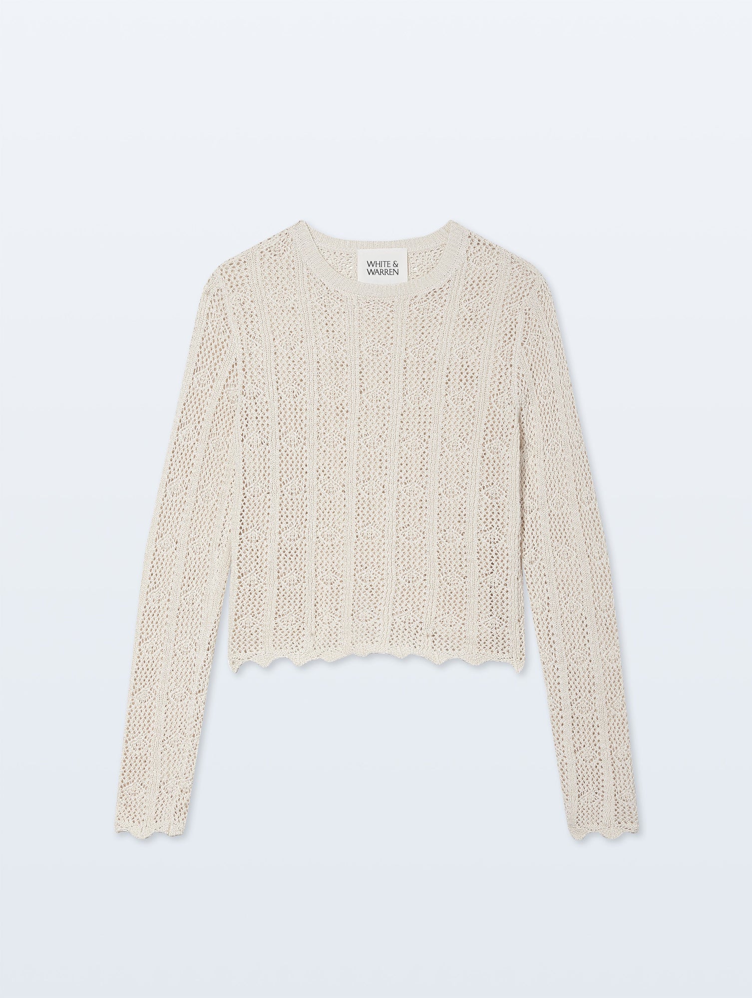 Cotton Crochet Crewneck | Cream