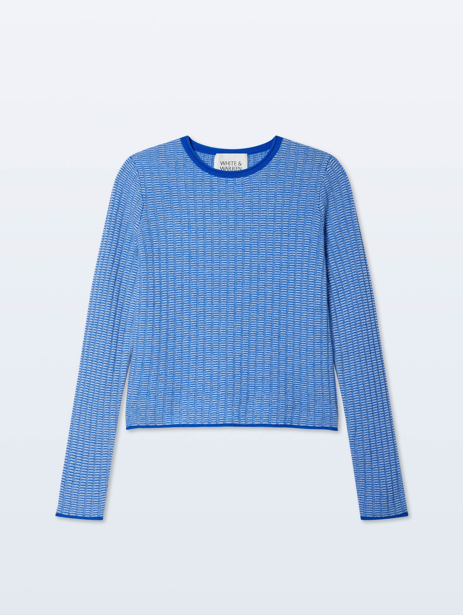 Cashmere Textured Crewneck | Blue Combo