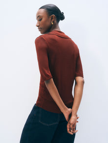 Luster Viscose Scoop Neck Top | Rich Brown