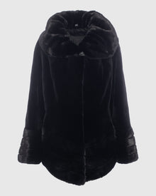 Sheared Mink Jacket, Reversible To Taffeta, Long Hair Mink Collar, Cuffs And Bottom | Black