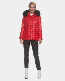 Après-Ski Jacket With Detachable Fo Hood Trim | Women | Red x Black