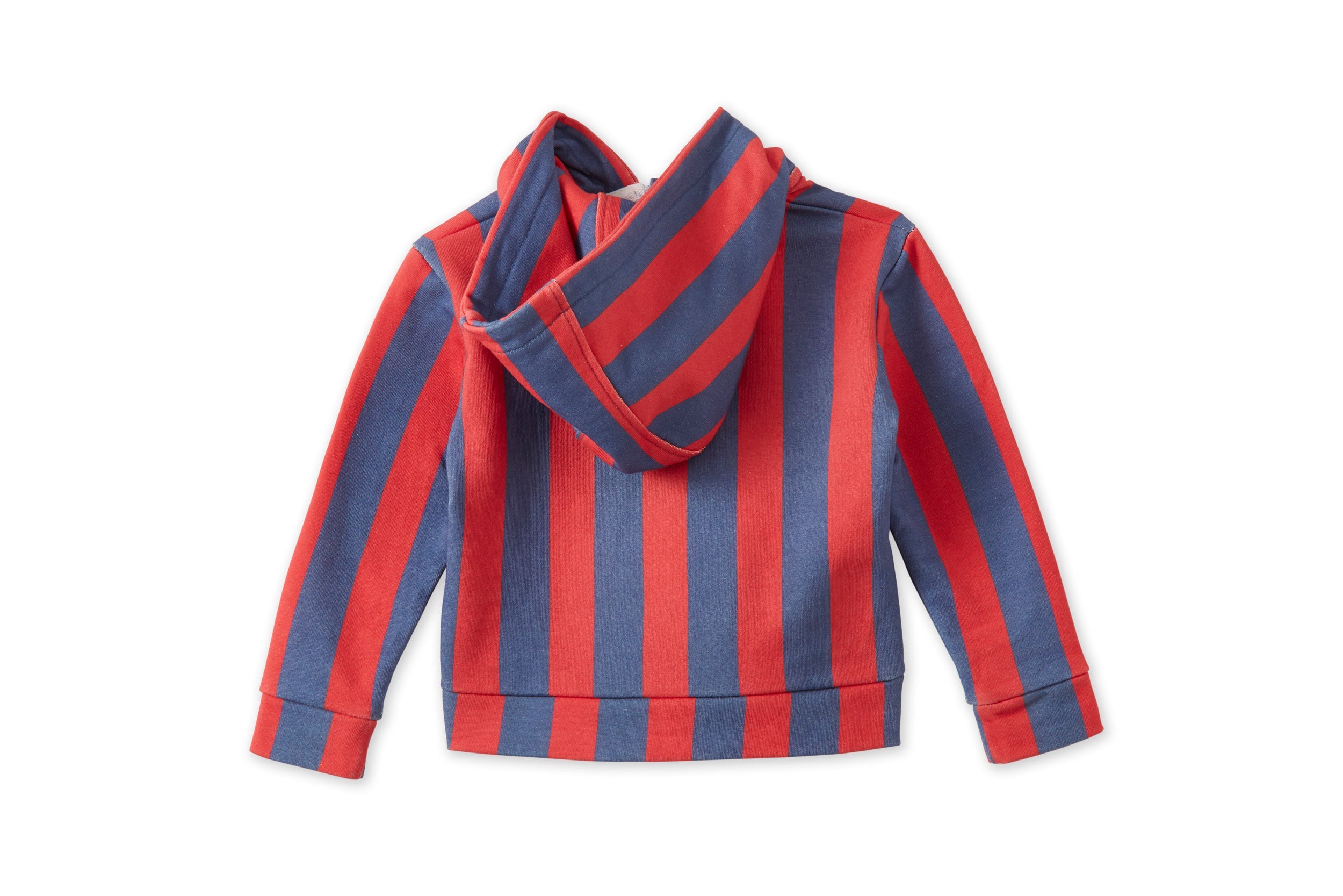 Unisex | Striped Organic Cotton Zip Up Hoodie | Red/Blue Stripe