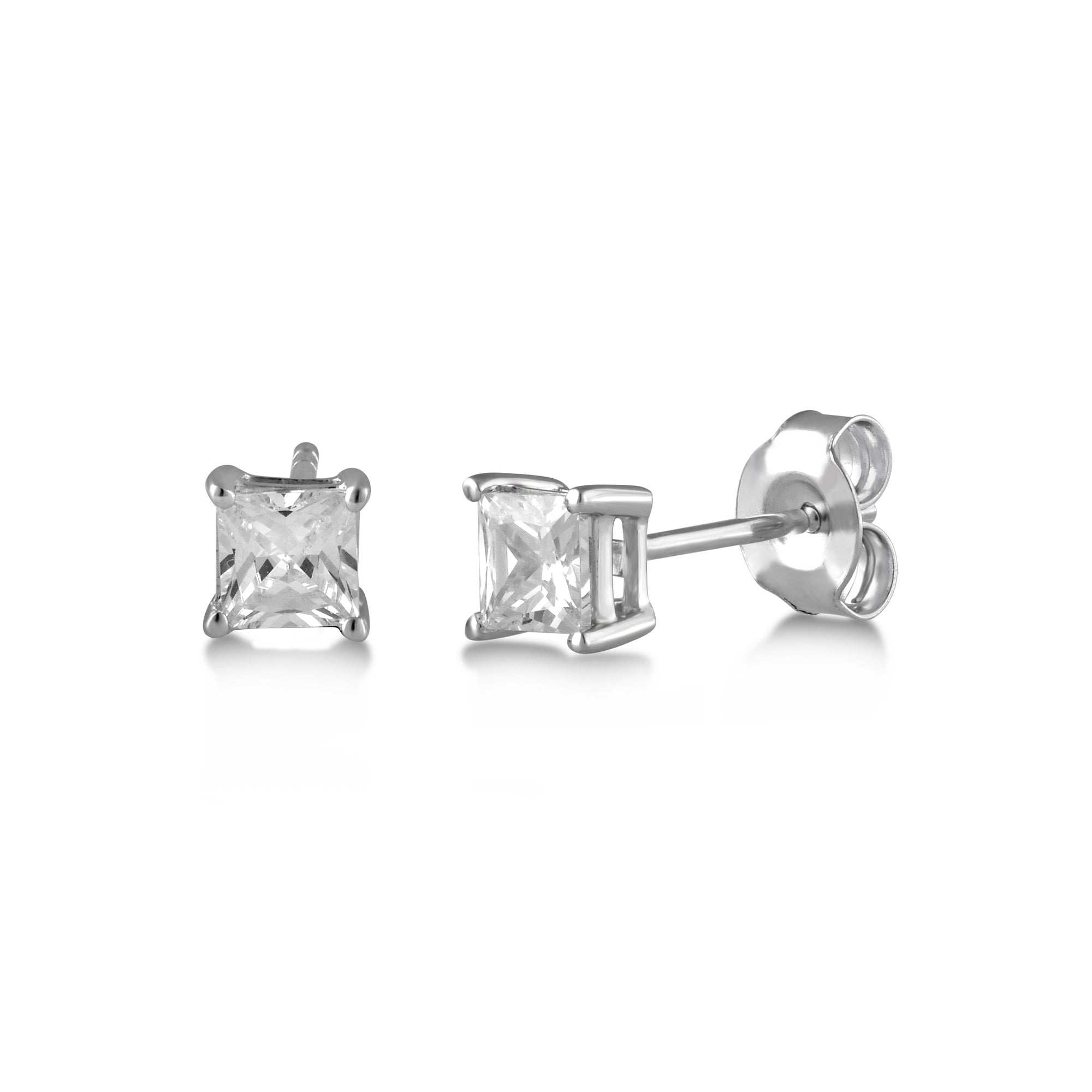 1.00 CT Princess Lab-Grown Diamond | Stud Earrings | 14K White Gold | G Color | SI Clarity