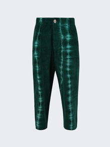 Men | The Elder Statesman | Grid Cord Work Pant | White & Pine Green