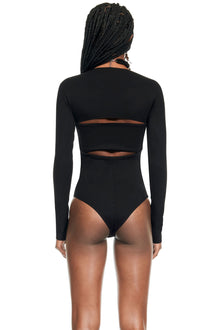 Chain Link Long Sleeve Bodysuit | Black