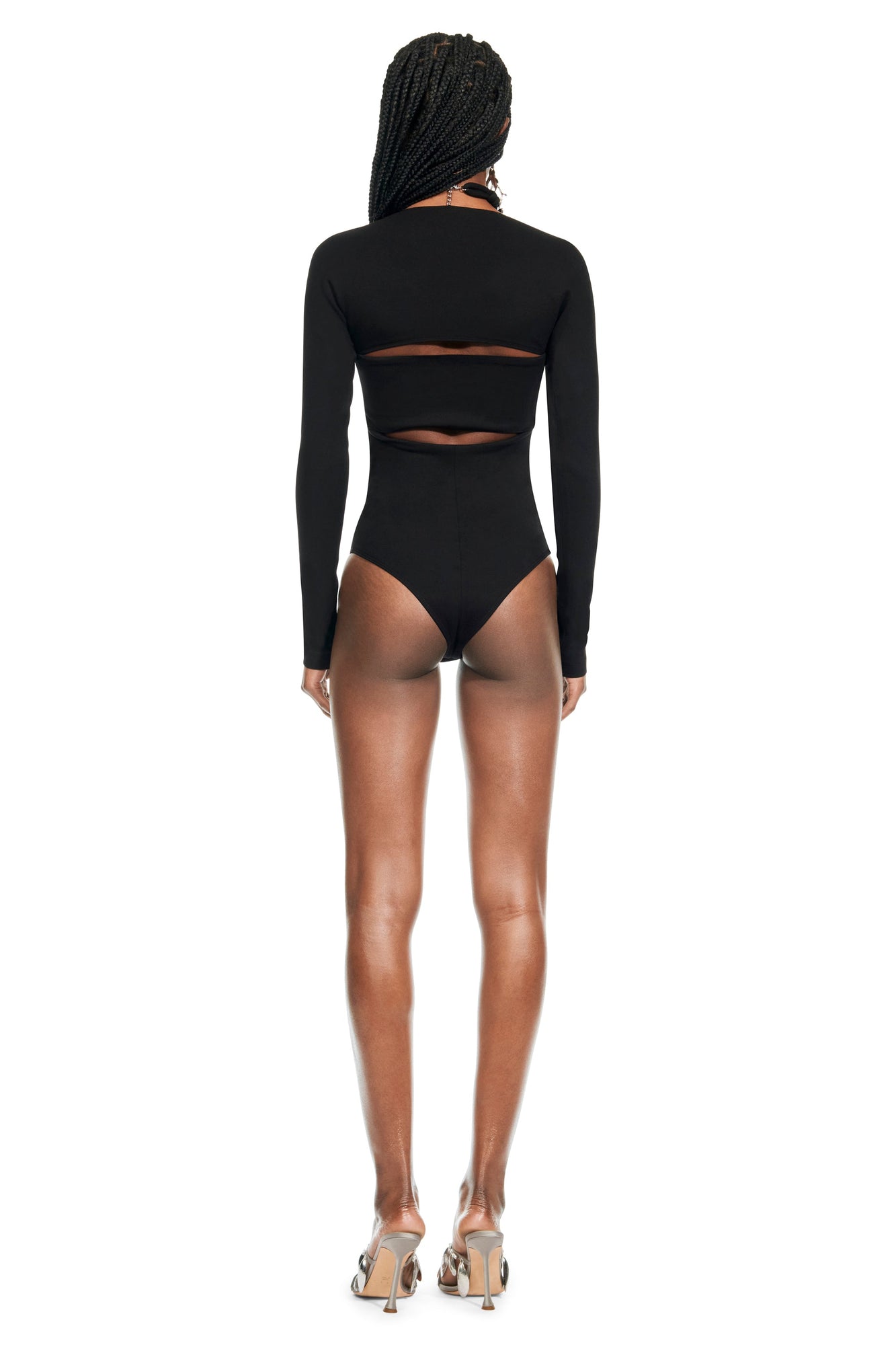 Chain Link Long Sleeve Bodysuit | Black