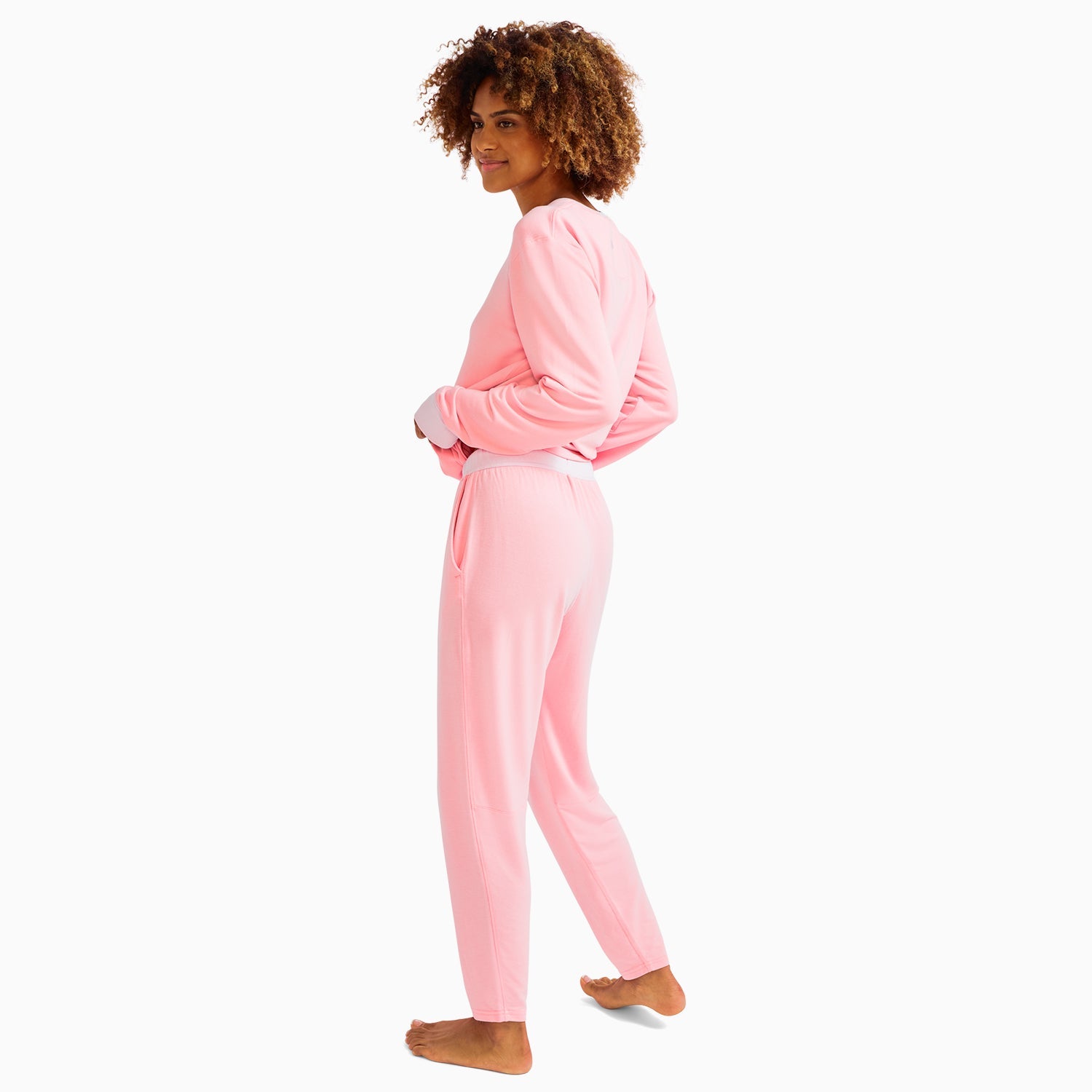 Modal French Terry Long-Sleeve Lounge Tee | Flamingo/Taffy