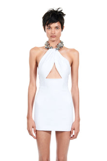 Grape Cluster Halter Dress | White