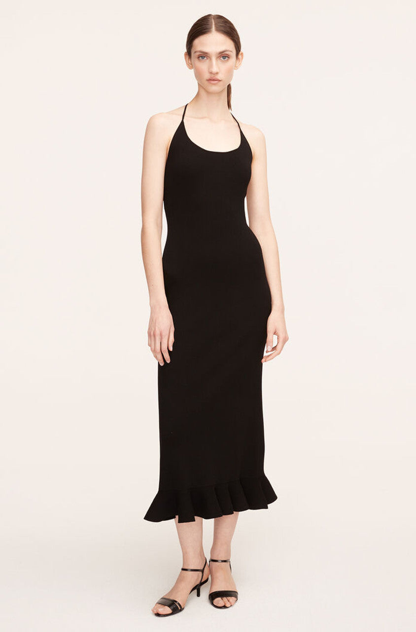 Compact Stretch Knotted Back Column Dress | Black
