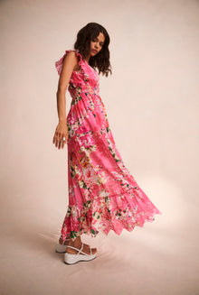 Hemant & Nandita | Tula Long Dress | Carnation Pink