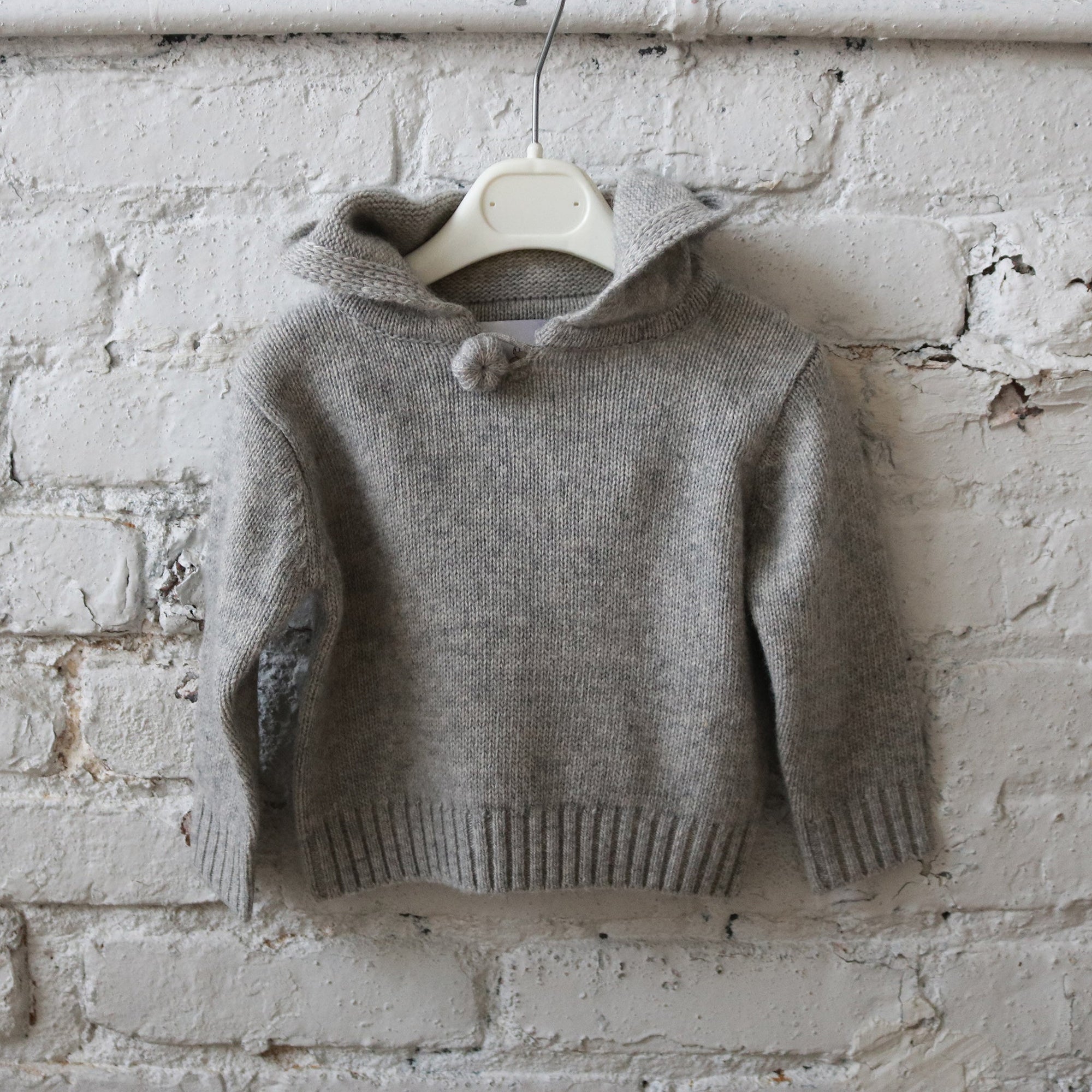 Baby Cashmere Hooded Sweater | Light Grey