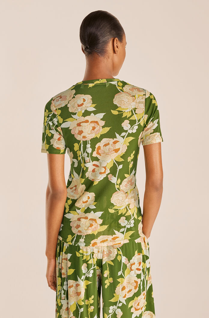 Wild Peony Mesh Tee | Wild Peony Green Combo
