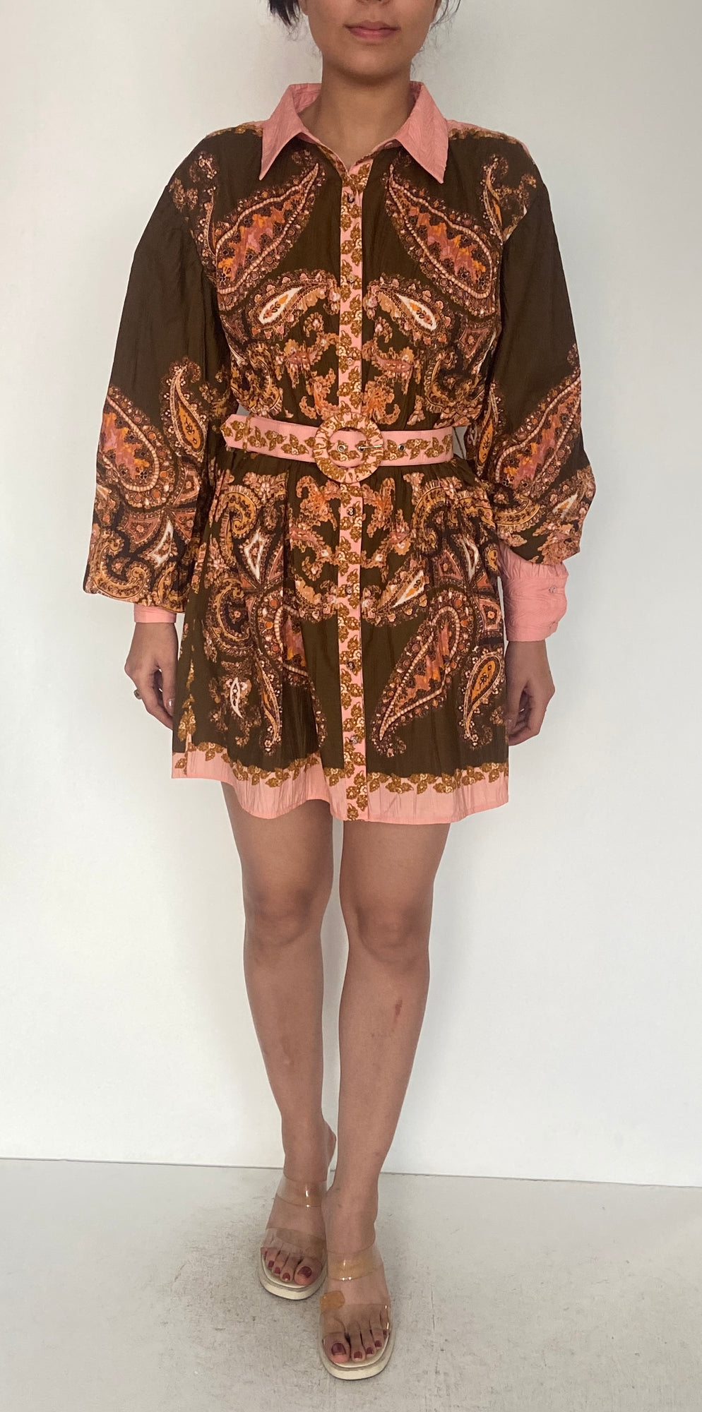 Hemant & Nandita | Omya Short Dress | Orange/Brown