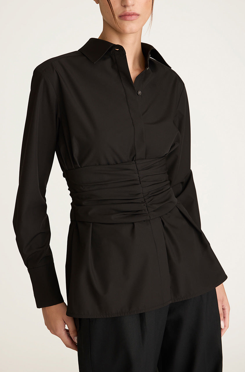 Corseted Button Down | Black