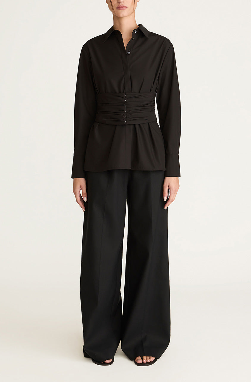 Corseted Button Down | Black