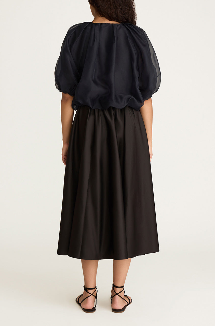 Silk Chiffon Bubble Top | Midnight